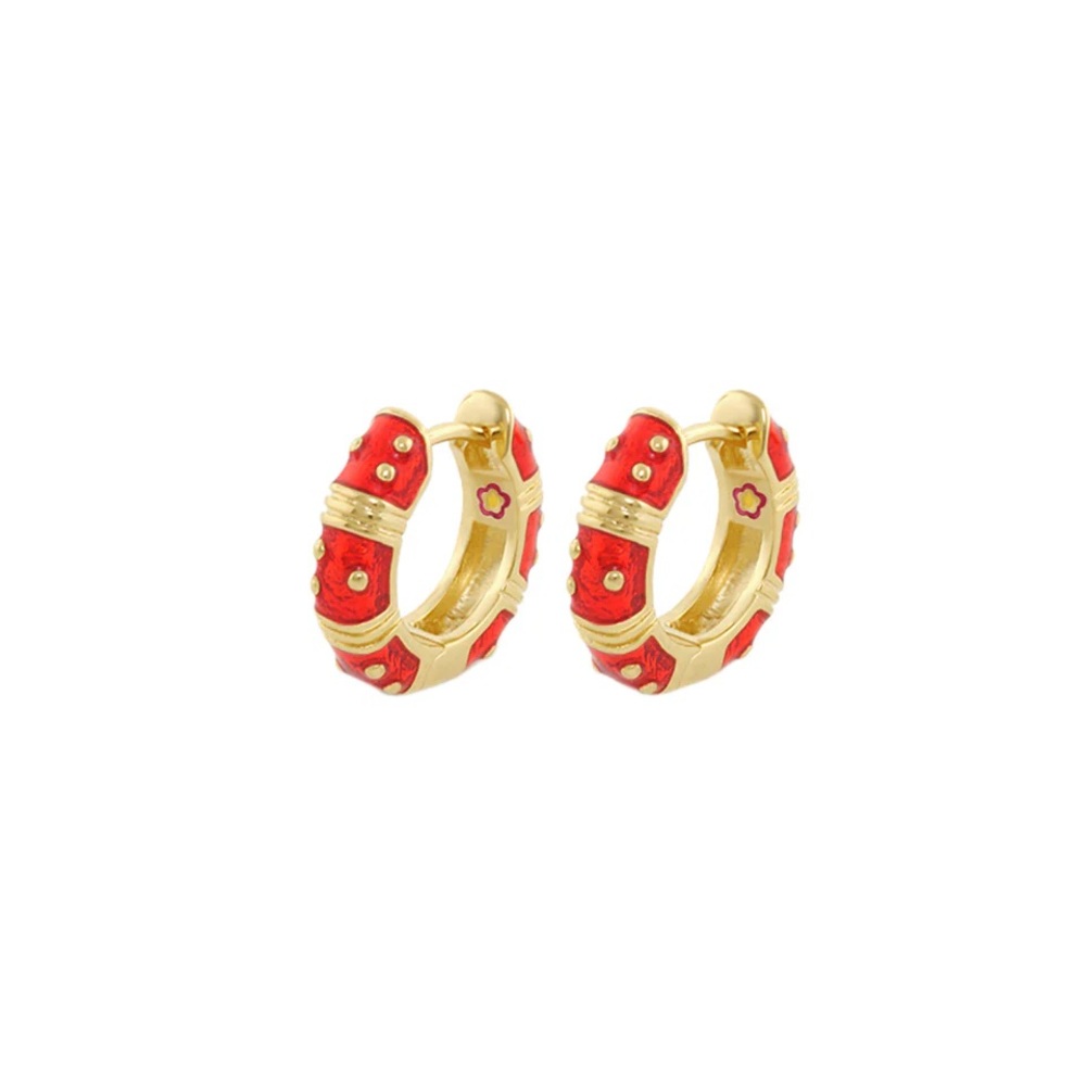 Lauren G Adams Gold and Red Hoop Earrings